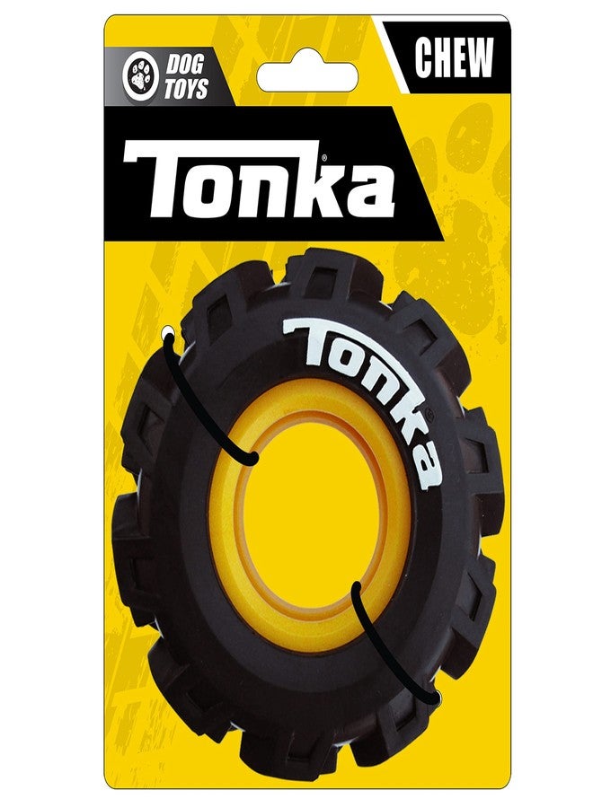 Tonka Seismic Tread Dog Toy with Interactive Feeder, Lightweight, Durable and Water Resistant, 4 Inches, for Medium/Large Breeds, Single Unit, Yellow/Black